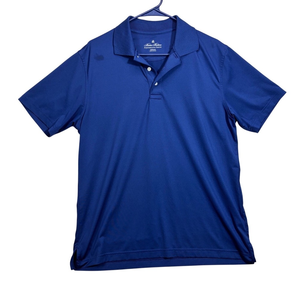 Brooks Brothers Performance Series Mens Polo Shirt Blue Medium Golf 900